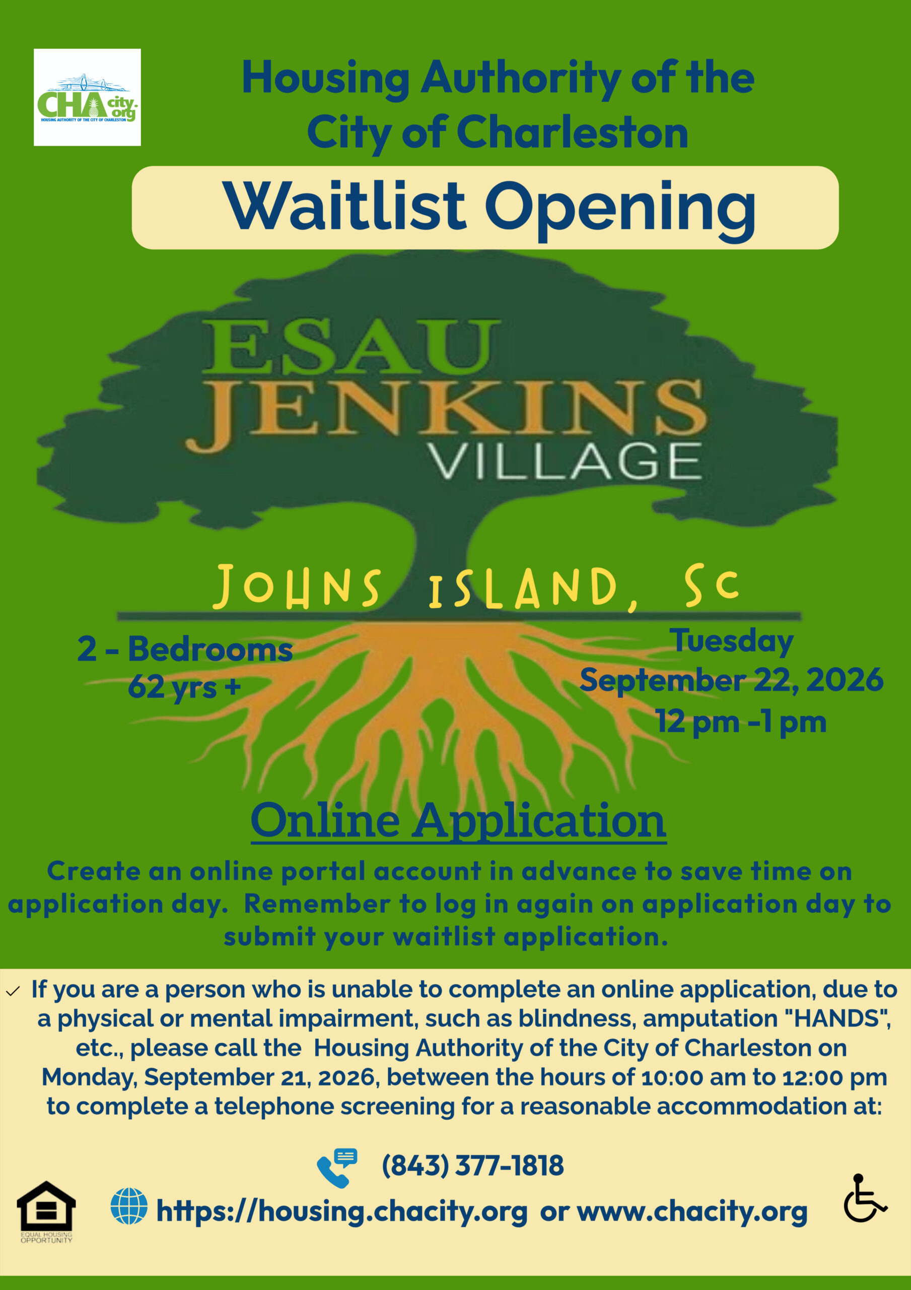 Esau Jenkins Village Waitlist 62 years & older 2 – Bedrooms